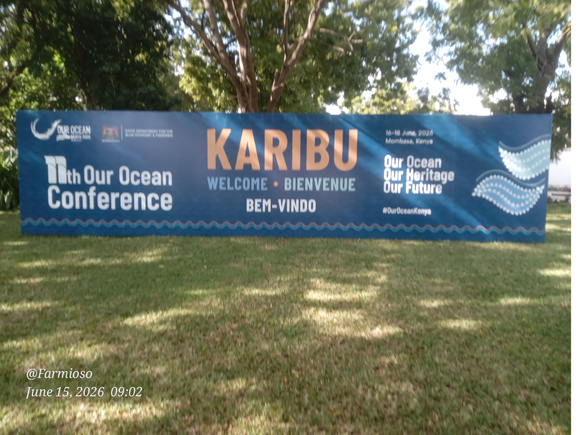 Karibu welcome banner at the 11th Our Ocean Conference, Mombasa